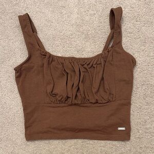 Hollister Brown Ruched Crop Top